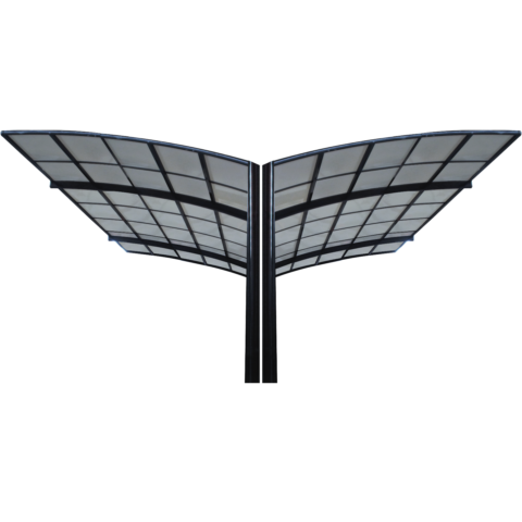Carport Arilco, Aluminium, Bogendach, freistehend – Doppelcarport mit Stahlfussfundament