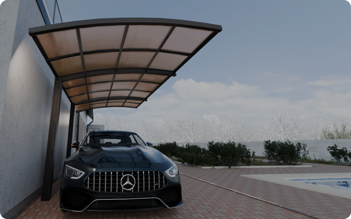 Carport Arilco, Aluminium, Bogendach, freistehend – Bild 10