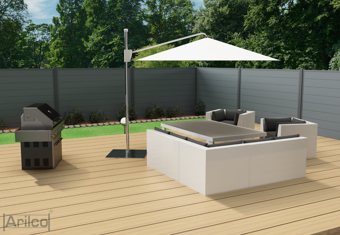 Aluminium Sichtschutzzaun Arilco, Lamellendesign, pulverbeschichtet – Bild 8