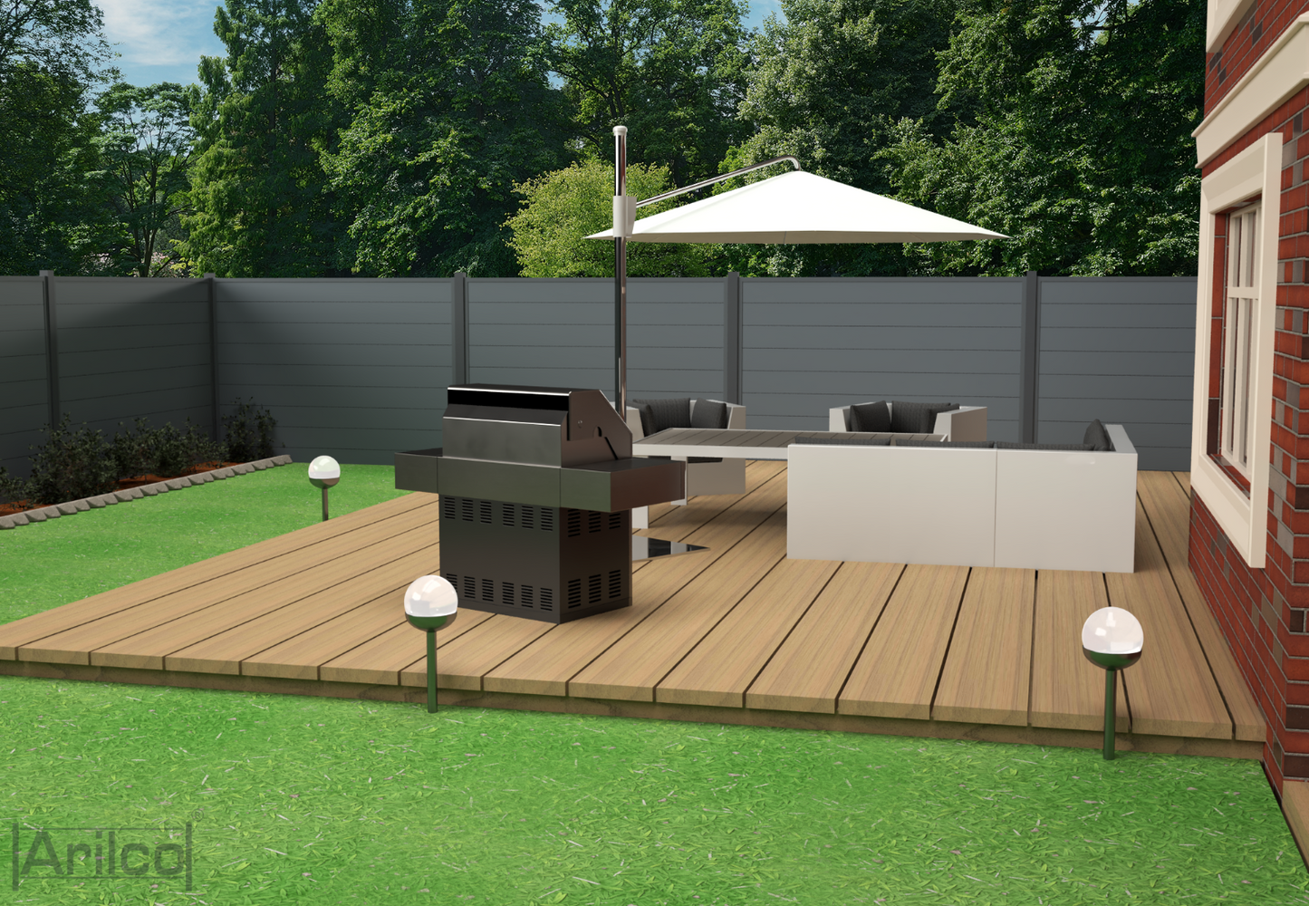 Aluminium Sichtschutzzaun Arilco, Lamellendesign, pulverbeschichtet – Bild 9