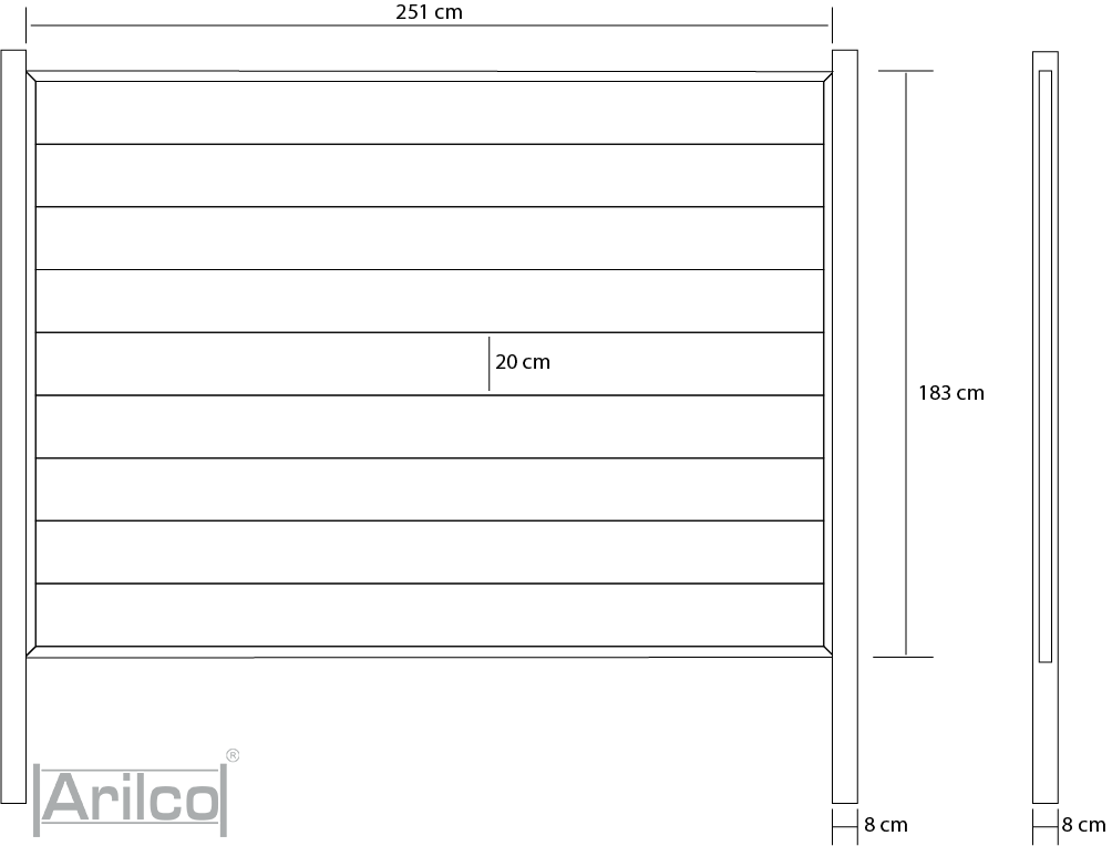 Aluminium Sichtschutzzaun Arilco, Lamellendesign, pulverbeschichtet – Bild 10