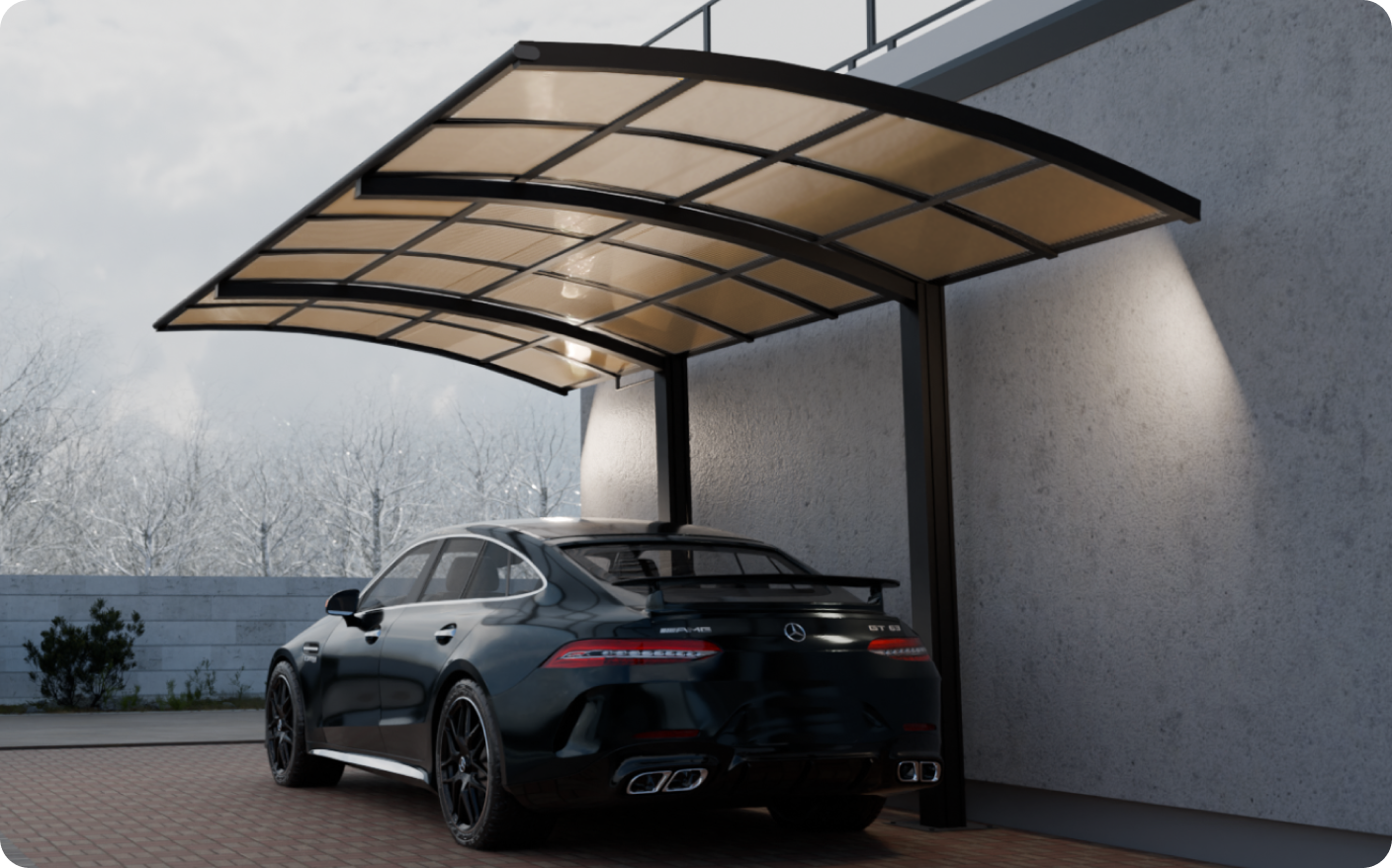 Carport Arilco, Aluminium, Bogendach, freistehend – Bild 9