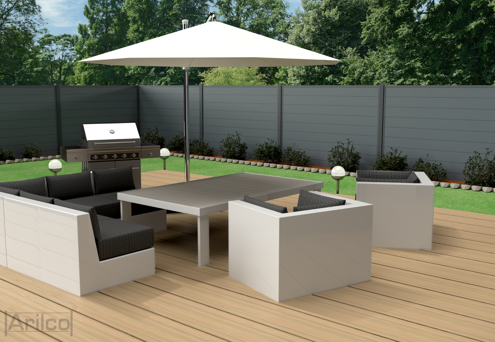 Aluminium Sichtschutzzaun Arilco, Lamellendesign, pulverbeschichtet – Bild 6